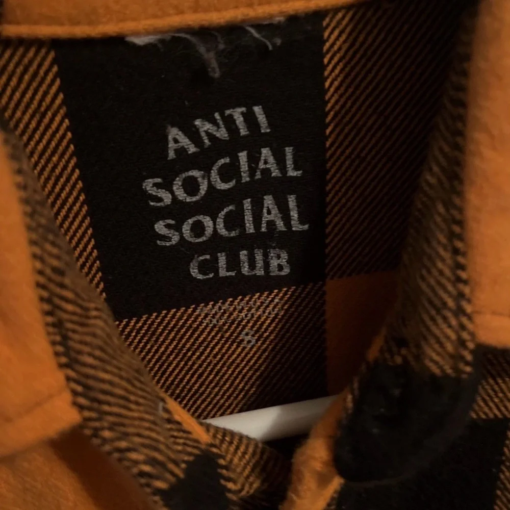 Anti Social Social Club Orange and Black Checkered flannel - Picture 4 of 4